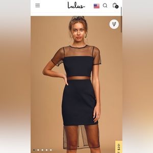Lulus Black Mesh Short Sleeve Dress - Size Small